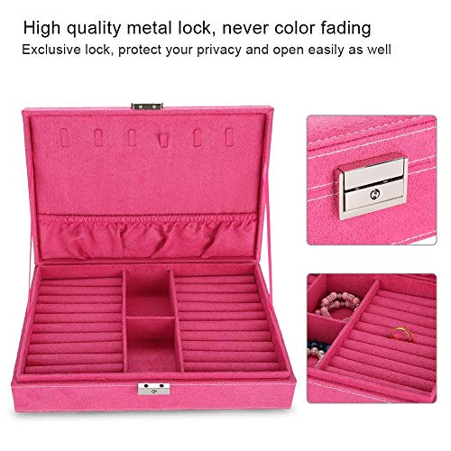 Caja de Joyas,Estuche Rectangular para Guardar Joyas,Pendientes,Anillos y Collares, Tapa Elevable, 5 colores Caja de Almacenamiento para la Joyería(D)