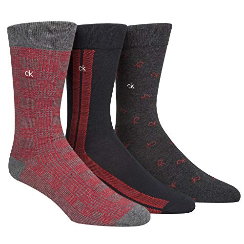 Calvin Klein 3-pack Multi Logo A Medida Calcetines De Hombre Caja De Regalo, Rojo/Carbón/Negro Un Tamaño