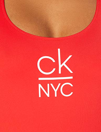 Calvin Klein Racer Back One Piece Parte de Arriba de Bikini, Rojo (High Risk XBG), (Talla del Fabricante: Small) para Mujer