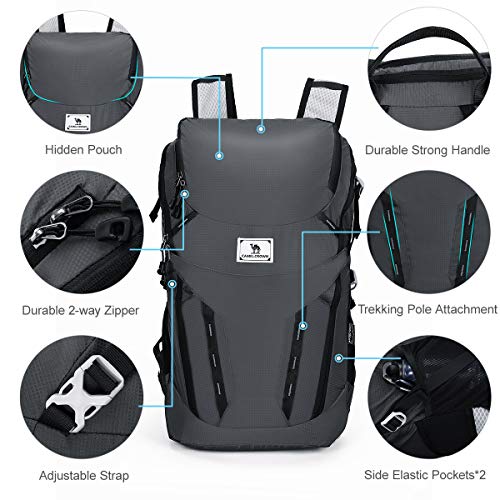 CAMEL CROWN 40L Mochila Plegable Ultraligera de Senderismo, Mochila de Viaje Compacta y Duradera para Excursionismo Acampar Escalada Camping Excursión Caminar Ciclismo Deportes al Aire Libre