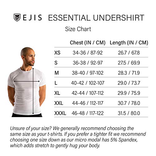 Camiseta Interior para Hombre Elis, Paquete de 3: Camisetas con Cuello de Pico Anti-Olor, Micro Modal (Small, Black)