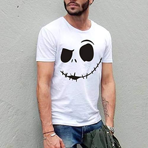 Camisetas Hombre Lanskirt Camisas de Manga Corta con Cuello Redondo y Estampado Smiley Tops de Verano Elegante Polos de BáSica Camiseta para Hombres Diario 3XL