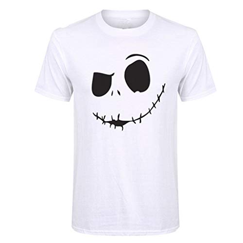 Camisetas Hombre Lanskirt Camisas de Manga Corta con Cuello Redondo y Estampado Smiley Tops de Verano Elegante Polos de BáSica Camiseta para Hombres Diario 3XL