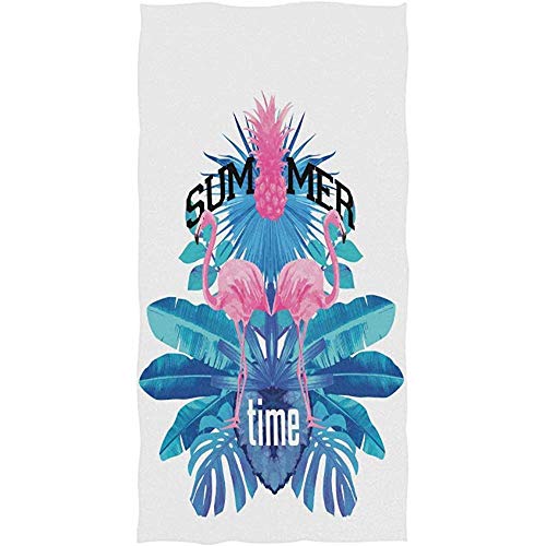 Candi-Shop Horario De Verano Flamenco Rosado Piña Plátano Azul Hoja De Palma Toalla De Baño Blanca Toallas De Mano Absorbentes para Baño