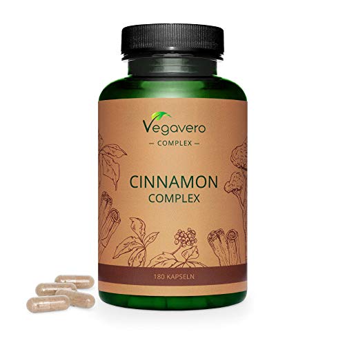 Canela Complex Vegavero® | Suplemento de Canela Ecológica | Sin Aditivos | Canela de Ceylán + Ginseng + Vitaminas B | 180 Cápsulas | Vegano