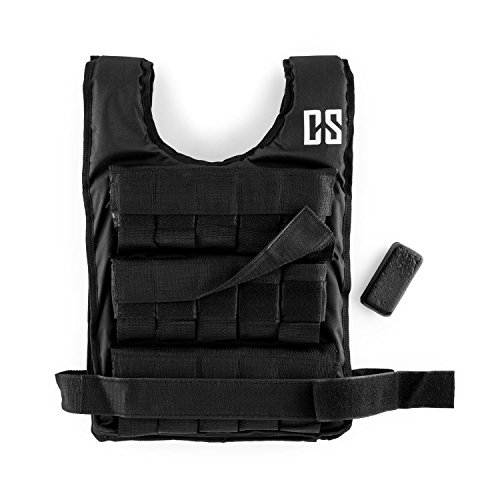 CapitalSports Monstervest Chaleco lastrado de 30 kg Peso (30 Pesos de Metal extraíbles, Correas de Ajuste de Nylon, Exterior Reforzado, Acolchado, Pecho Transpirable)