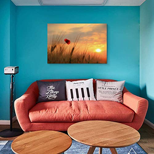 Carácter moderno Obra de Arte Estampados Coucher Soleil Sur Champ Coquelicots Hogar Baño Oficina Deco 28x20 Pulgada