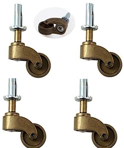 Castor Caster ruedas en movimiento giratorio for trabajo pesado for los muebles del tallo ruedas, la vendimia de ricino de nylon, bronce aceitado, Mute, 4pcs, la varilla del émbolo M10, for sofá, sill