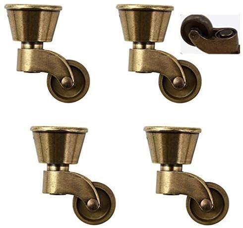 Castor Caster ruedas en movimiento giratorio for trabajo pesado for Muebles Conjunto de 4 ruedas, la vendimia de ricino de nylon, bronce aceitado, silencioso, resistente al desgaste, rotar 360 °, la R