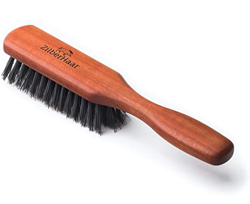 Cepillo para barba de ZilberHaar - Cerdas rígidas - Cerdas de jabalí y madera de peral - Cepillo de aseo de hombre para barba - Alisa y acondiciona la barba - Funciona con aceite y bálsamo para barba - Fantástico accesorio de viaje