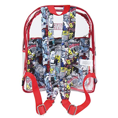 Cerdá, Mochila de Playa Transparente de Marvel con Compartimento Interior Impreso Unisex niños, Rojo, Grande