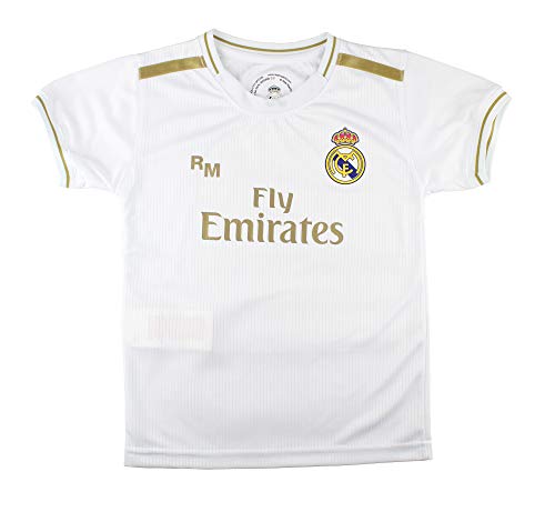 Champion's City Conjunto Complet Infantil Real Madrid Réplica Oficial Licenciado de la Primera Equipación Temporada 2019-2020 Dorsal Liso