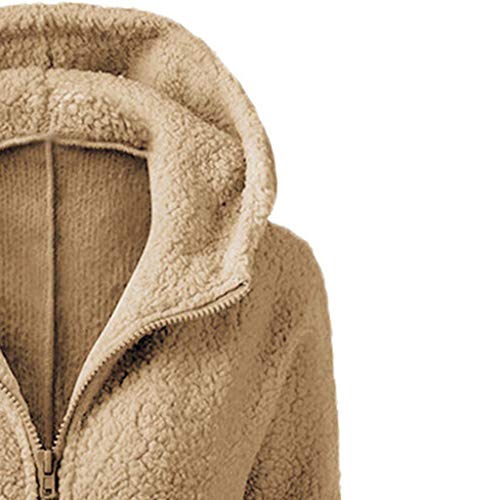 Chaqueta Mujeres de Invierno de Lana Cálida Cremallera Abrigo con Capucha Casual Suéter Abrigo de Algodón Outwear Hoodie riou