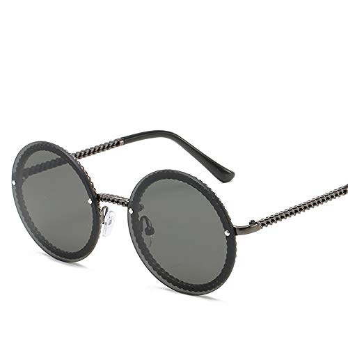 chenxing Personalidad Metal Cadena Sin Marco Gafas De Sol Europeas Y Americana Tendencia Pequeña Fragancia Gafas De Sol Señoras Set-up Gafas Nuevo Rebanadas de té doble con marco de oro