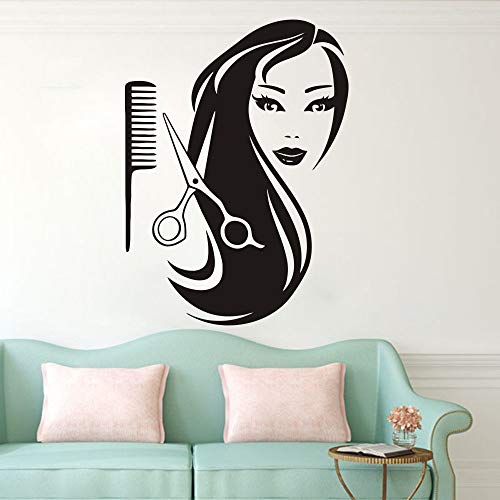 Chica Peine Tijeras Peluquería Belleza Etiqueta de La Pared Home Art Design Interior Pegatinas de vinilo Livign Room Decor Decal 40 * 60 CM