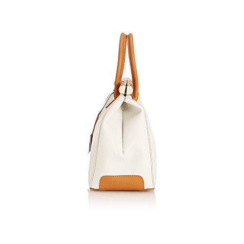 Chicca Tutto Moda CTM Bolso naranja baùl de mujer elegante con asas y bandolera. Piel Verdadera. 100% Fabricado en Italia.