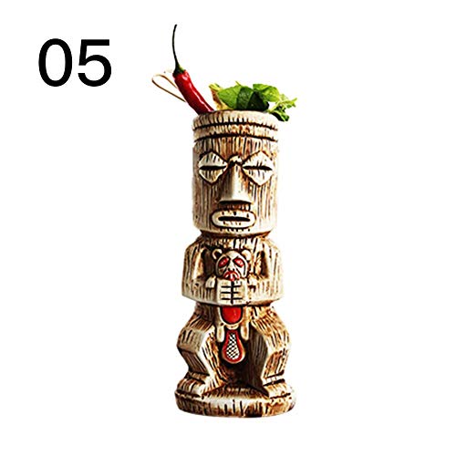 chora Vasos Multicolores de 450 ml Vaso de cerámica Hawaiano Taza Tiki Polinesia Vasos Tropicales Vasos Cóctel Vasos Tiki Totem Mug