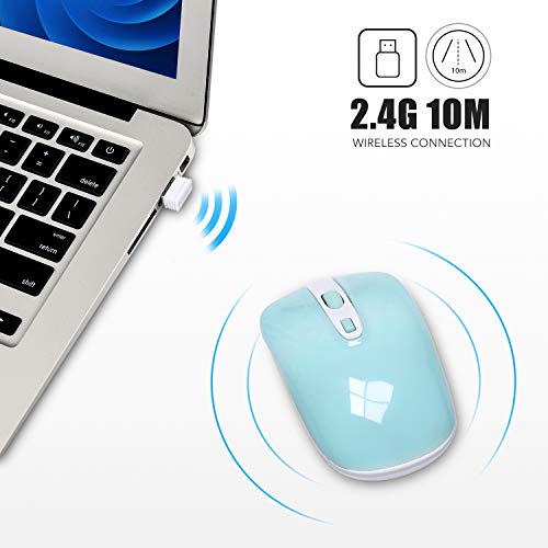 cimetech Ratón Inalámbrico, Ultra Delgado Silencioso Ratón, Ratón de Viaje Portátil 2.4G con Receptor Nano, para Computadora Portátil, PC, Portátil, Computadora, Macbook (Azul)