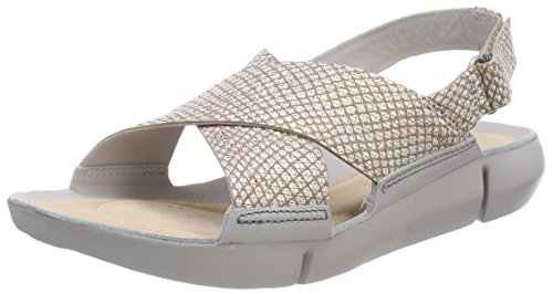 Clarks Tri Chloe, Sandalias de Talón Abierto para Mujer, Plateado (Metallic), 37 EU