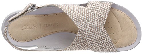 Clarks Tri Chloe, Sandalias de Talón Abierto para Mujer, Plateado (Metallic), 37 EU