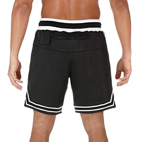 CLOOM Deportes Hombre Running Pantalón Corto del Verano Básico Suelta Comodo Pantalon Chandal con Bolsillo del Teléfono Streetwear Pantalones del Ciclismo Gimnasio Cargo Pants(Negro.L)