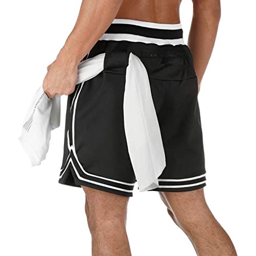 CLOOM Deportes Hombre Running Pantalón Corto del Verano Básico Suelta Comodo Pantalon Chandal con Bolsillo del Teléfono Streetwear Pantalones del Ciclismo Gimnasio Cargo Pants(Negro.L)