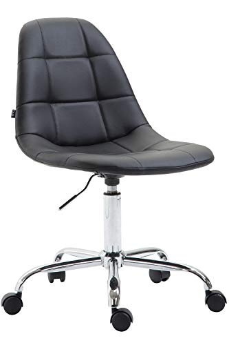 CLP Silla De Oficina Moderna Reims Tapizado En Cuero PU I Silla De Escritorio con Respaldo I Silla De Ordenador con Ruedas I Color: Negro