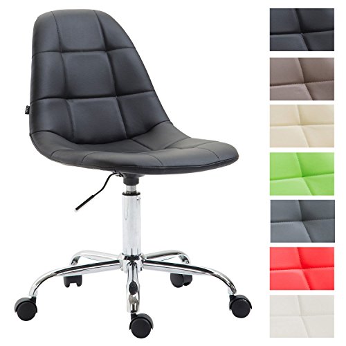 CLP Silla De Oficina Moderna Reims Tapizado En Cuero PU I Silla De Escritorio con Respaldo I Silla De Ordenador con Ruedas I Color: Negro