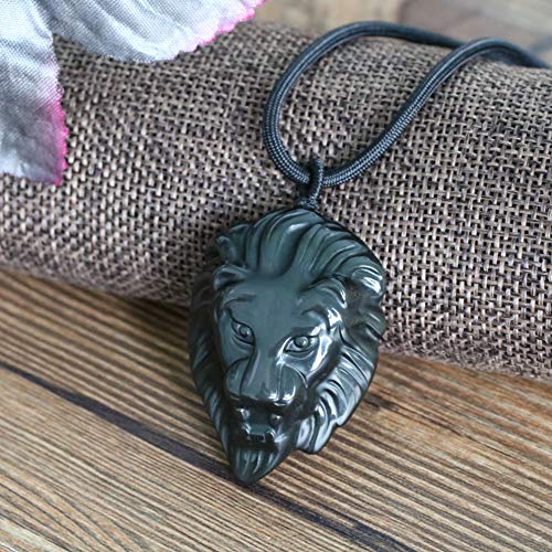 COAI Colgante León de Obsidiana Negra para Hombre