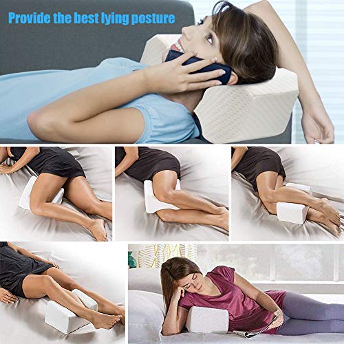 Cojin para Dormir Entre las Piernas, Espuma Viscoelástica Almohada para La Rodilla para Dormir Rodilla Cadera Pierna Muslo Pelvis Espalda Baja Cintura, etc., con 1 par de Tapones para Los Oídos