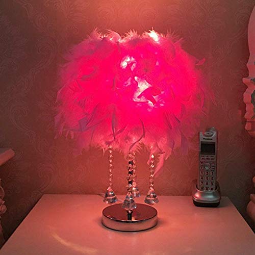 Colgantes de cristal de moda Pluma Sombra Lámpara Noche Mesa de noche Mesita de noche Escritorio Decoración, rosa roja