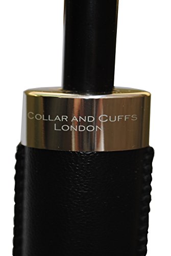 COLLAR AND CUFFS LONDON - 16 Varillas para Mayor Resistencia - Muy Fuerte - A Prueba DE Viento - Estructura Reforzada con Fibra de Vidrio - Apertura Automático - Paraguas Largos - Grande - Negro