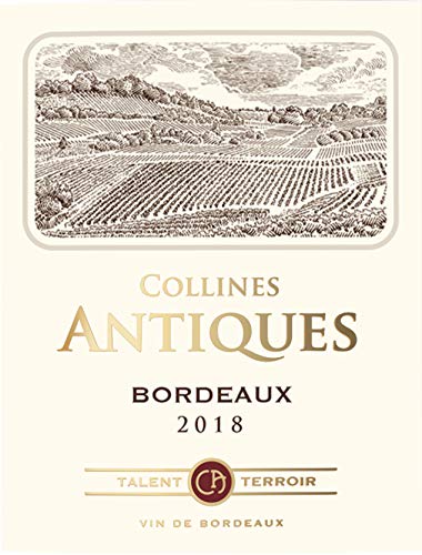 Collines Antiques - Vino denominación de origen controlada Burdeos, añada 2018, (6 botellas de 750 ml)