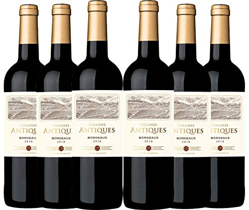 Collines Antiques - Vino denominación de origen controlada Burdeos, añada 2018, (6 botellas de 750 ml)