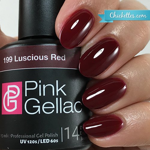 Color de pintauñas permanente Pink Gellac 199 Luscious Red . Esmalte de gel, calidad profesional y fácil aplicación en casa. Esmaltes de uñas.