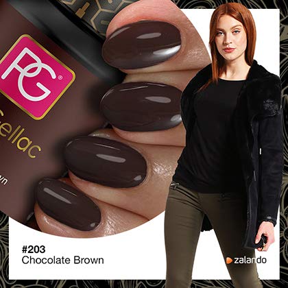 Color de pintauñas permanente Pink Gellac 203 Chocolate Brown. Esmalte de gel, calidad profesional y fácil aplicación en casa. Esmaltes de uñas.