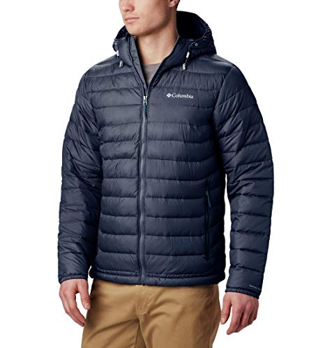 Columbia Powder Lite Hooded Chaqueta De Plumón Con Capucha, Hombre, Azul (Navy), Talla S