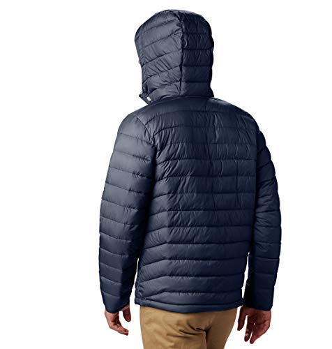 Columbia Powder Lite Hooded Chaqueta De Plumón Con Capucha, Hombre, Azul (Navy), Talla S