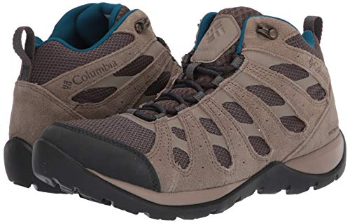 Columbia Redmond V2 Mid, Botas de Senderismo Impermeables para Mujer, Marrón, Azul (Mud, Lagoon), 38 EU