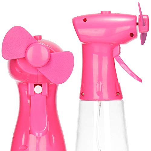 com-four® Botella de Spray con Ventilador 3X, Ventilador para niños, rociador de Agua para refrescarse en Verano, Spray de Mini Ventilador Manual