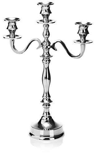 com-four® Candelabro para Velas de Palo - candelabro en diseño clásico - candelabro de 3 Brazos - 39 cm (01 Piezas - 3 Brazos)