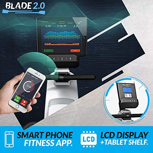 Como remar en un lago sin salir de casa. La Máquina de Remo Bluefin Fitness plegable te da 8 niveles de resistencia magnética regulable, transmisión suave, pantalla LCD, aplicación para Smartphone.