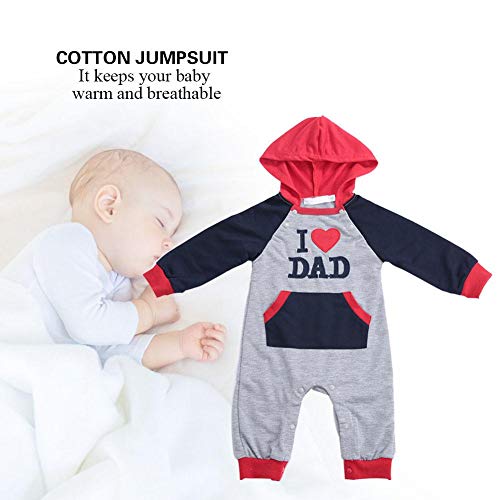 Conjunto de Traje Para Bebé I Love Mom/Dad Impresión Mono de Manga Larga 0-5Y Diseño de Arco Iris Más Dinámico Haz Que Tus Hijos Sean Más Adorables(Red, 80cm)