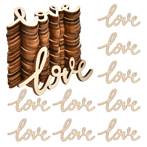 Corazones Manualidades Madera Natural 300PCS, Love Letras Madera 18PCS, Rebanadas Madera Corazón Adornos 12*10mm, Decoración Pared de Madera Love 55*32mm, Adornos para Bodas Navidad Scrapbooking DIY