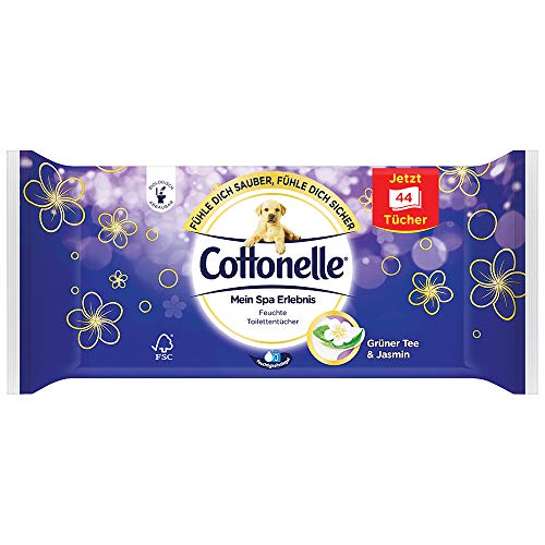 Cottonelle Mein SPA - Papel higiénico húmedo (té verde y jazmín, 12 x 44 unidades)