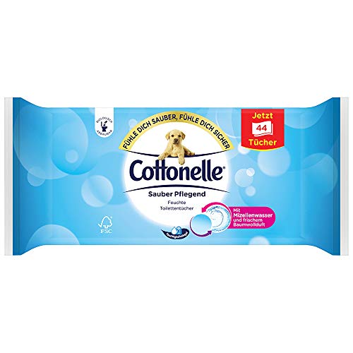 Cottonelle - Toallitas húmedas para baño (12 x 44 unidades, agua micelada y aroma de algodón)