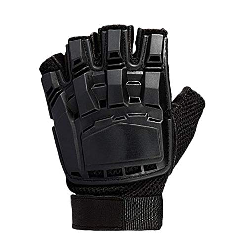 COZOCO Unisex Tácticas Al Aire Libre Guantes Cálidos De Invierno Medio Dedo Bicicleta Escalada Guantes De Trabajo (XL, negro)