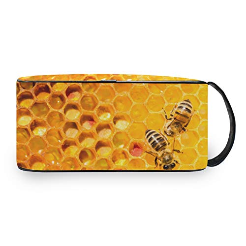 CPYang - Neceser portátil de Viaje con diseño de Abeja y Panal de Abeja, para Maquillaje, para Hombres y Mujeres