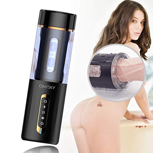 CRYPJJJ Control por Voz Bluetooth Hombres De Telescópico Garganta Oral Copa Artificial Dentro De La Vagina Termostático Inteligente Plano Profundo Masculino Regalo Vibrante Copa De Sexo Masculino