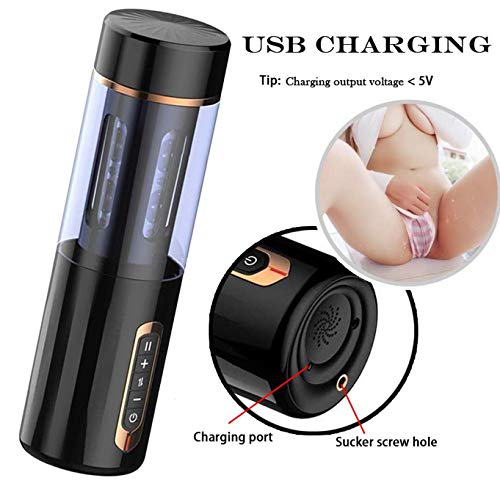 CRYPJJJ Control por Voz Bluetooth Hombres De Telescópico Garganta Oral Copa Artificial Dentro De La Vagina Termostático Inteligente Plano Profundo Masculino Regalo Vibrante Copa De Sexo Masculino